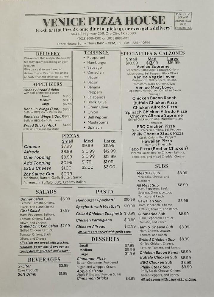 Venice Pizza Menu image 2